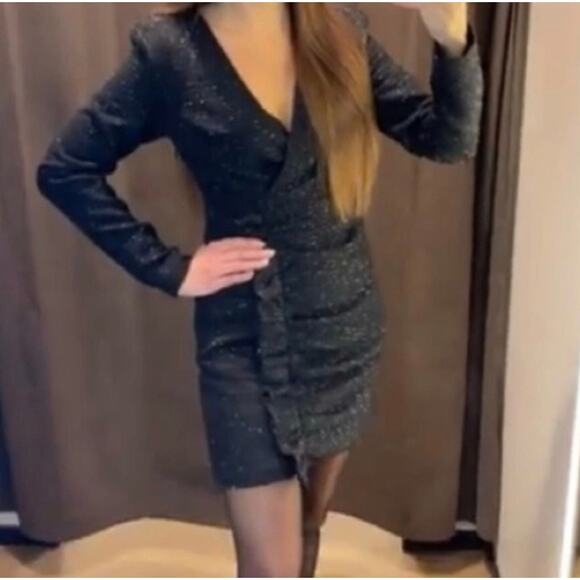 ZARA BLOGGER FAVORITE TEXTURED WEAVE DRESS WITH RUFFLE - Picture 2 of 16